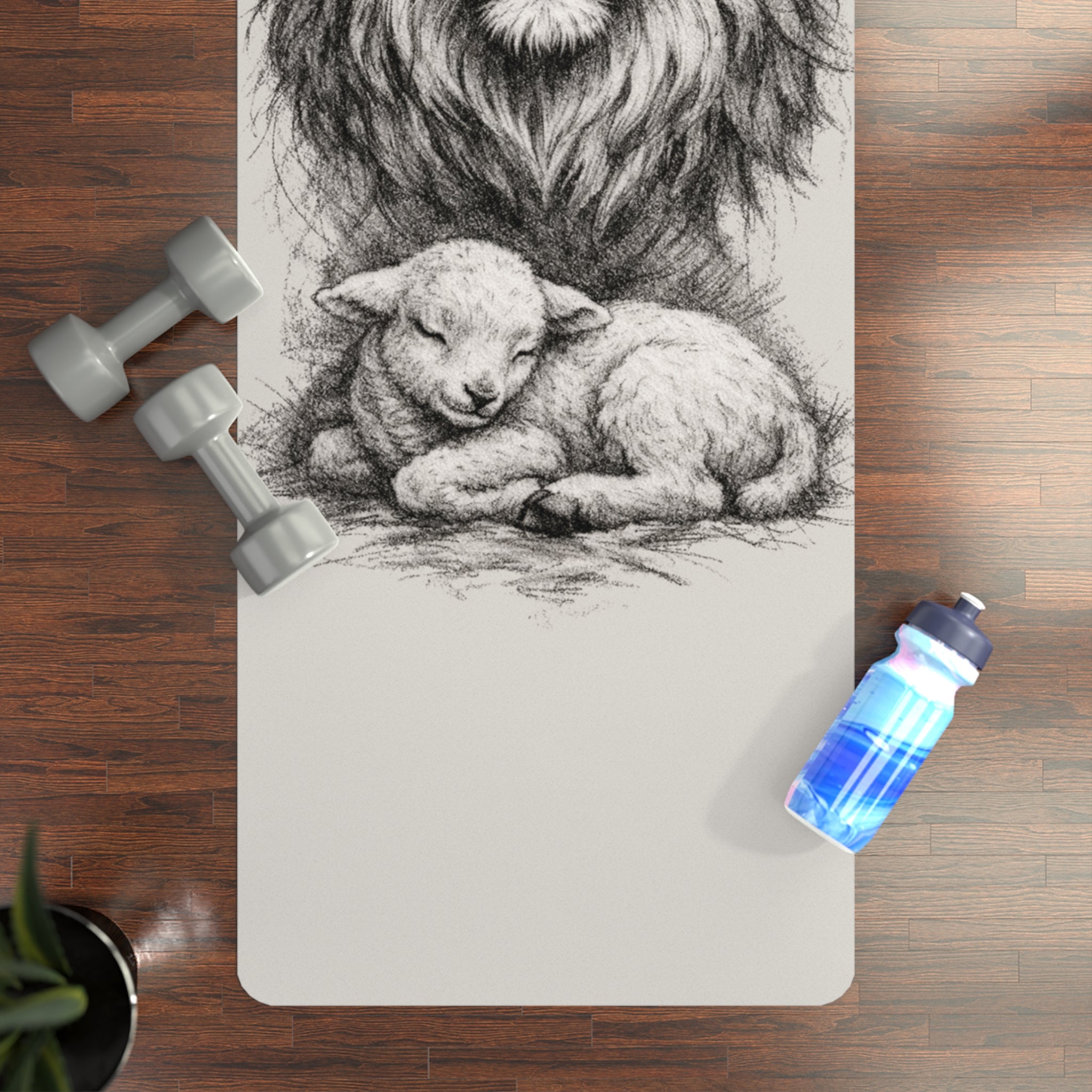 Lion and Lamb Prayer Mat - Prayer, Faith Fitness Mat