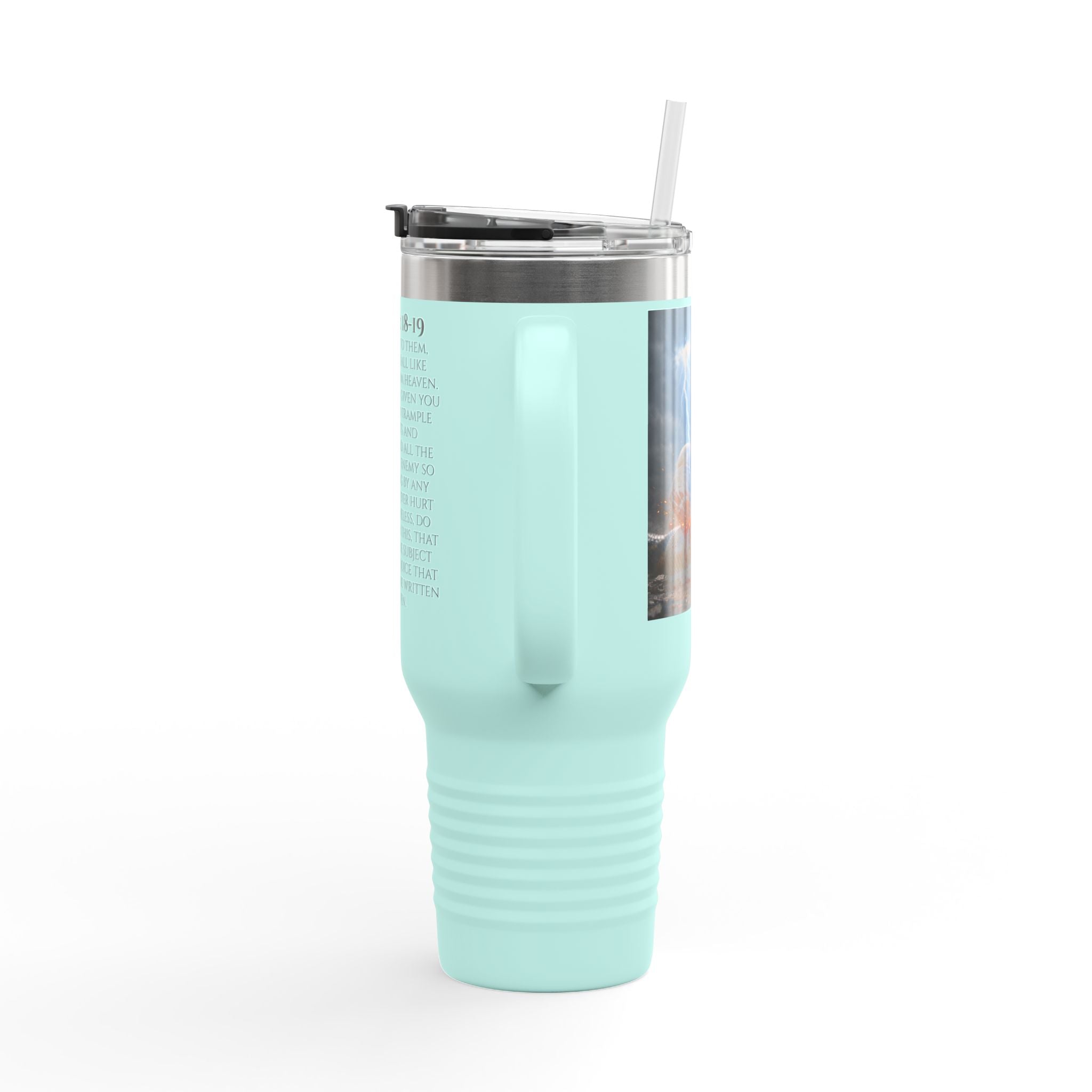 Luke 10: 18-19 40oz Travel Mug | Christian Faith Tumbler