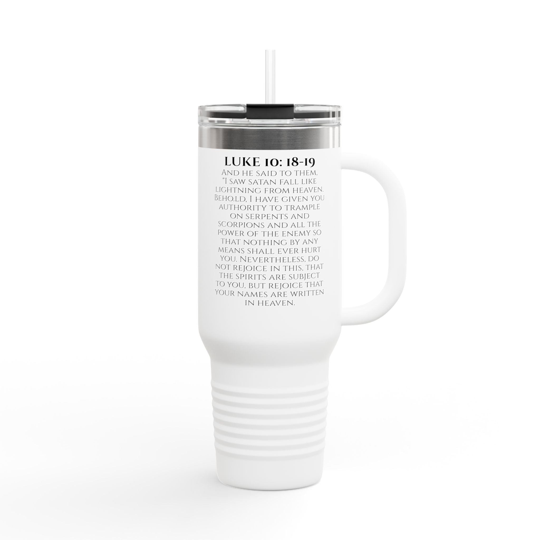 Luke 10: 18-19 40oz Travel Mug | Christian Faith Tumbler