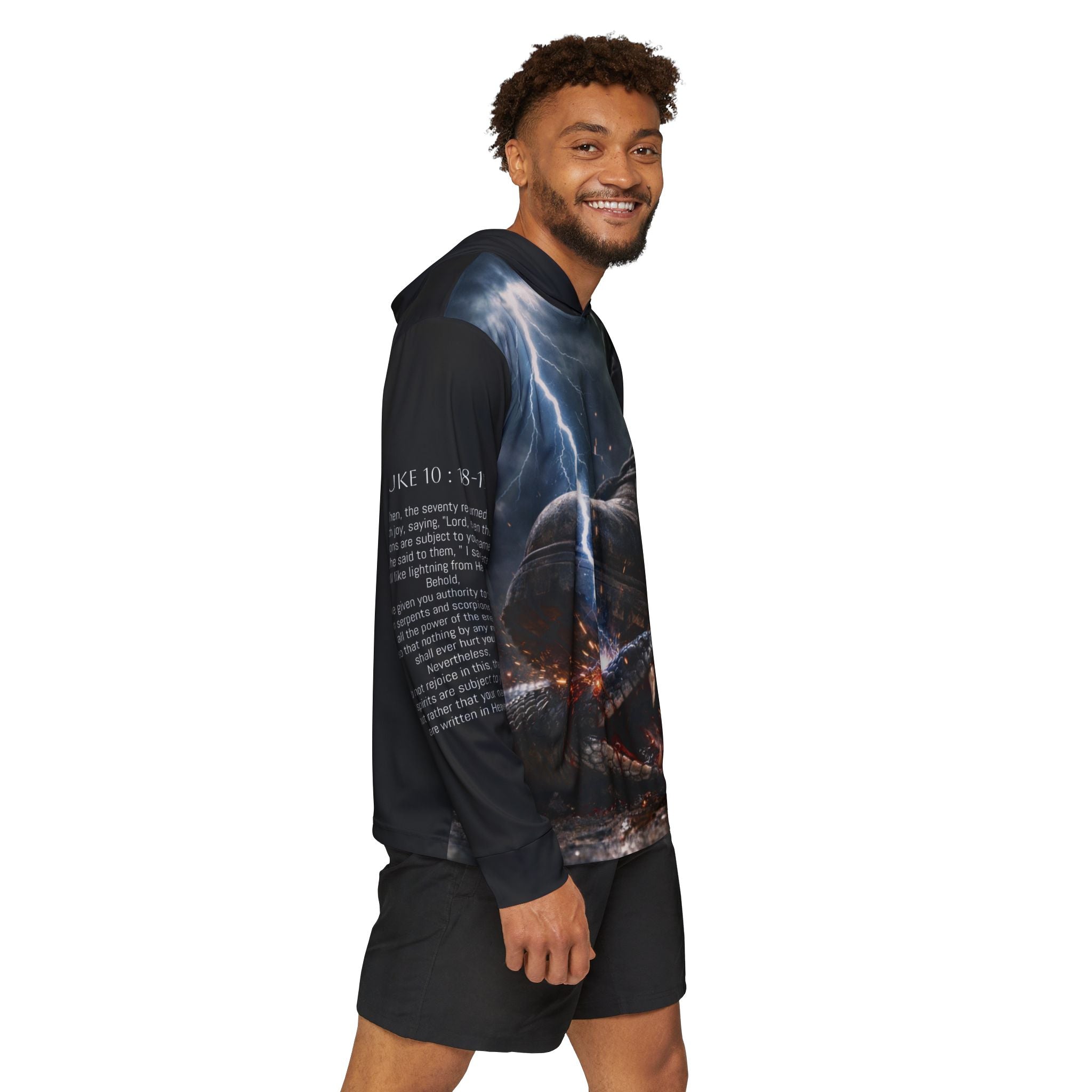 Luke 10:18 Hoodie | All-Over Print Sports Warmup