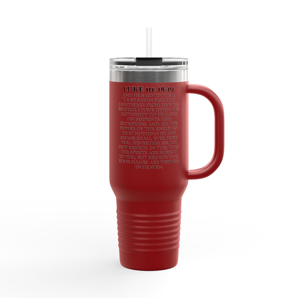 Luke 10: 18-19 40oz Travel Mug | Christian Faith Tumbler