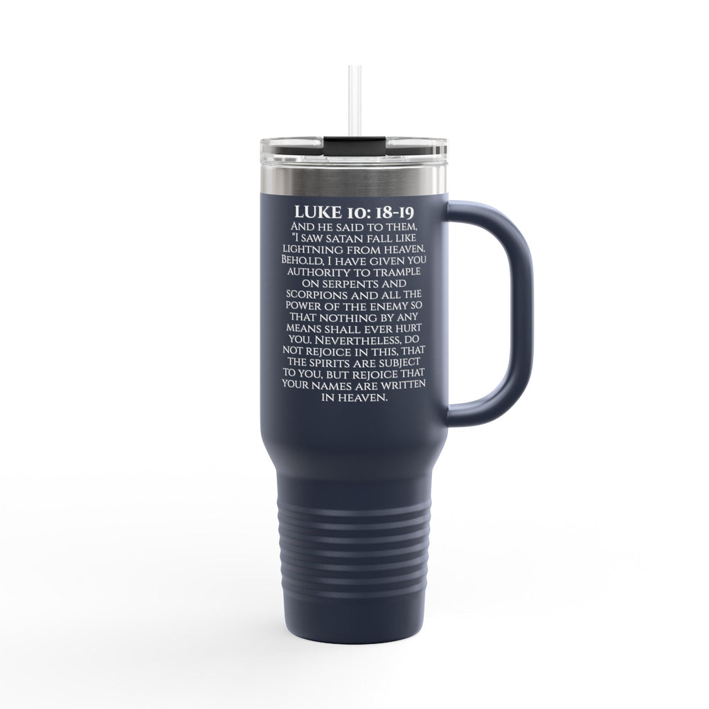 Luke 10: 18-19 40oz Travel Mug | Christian Faith Tumbler
